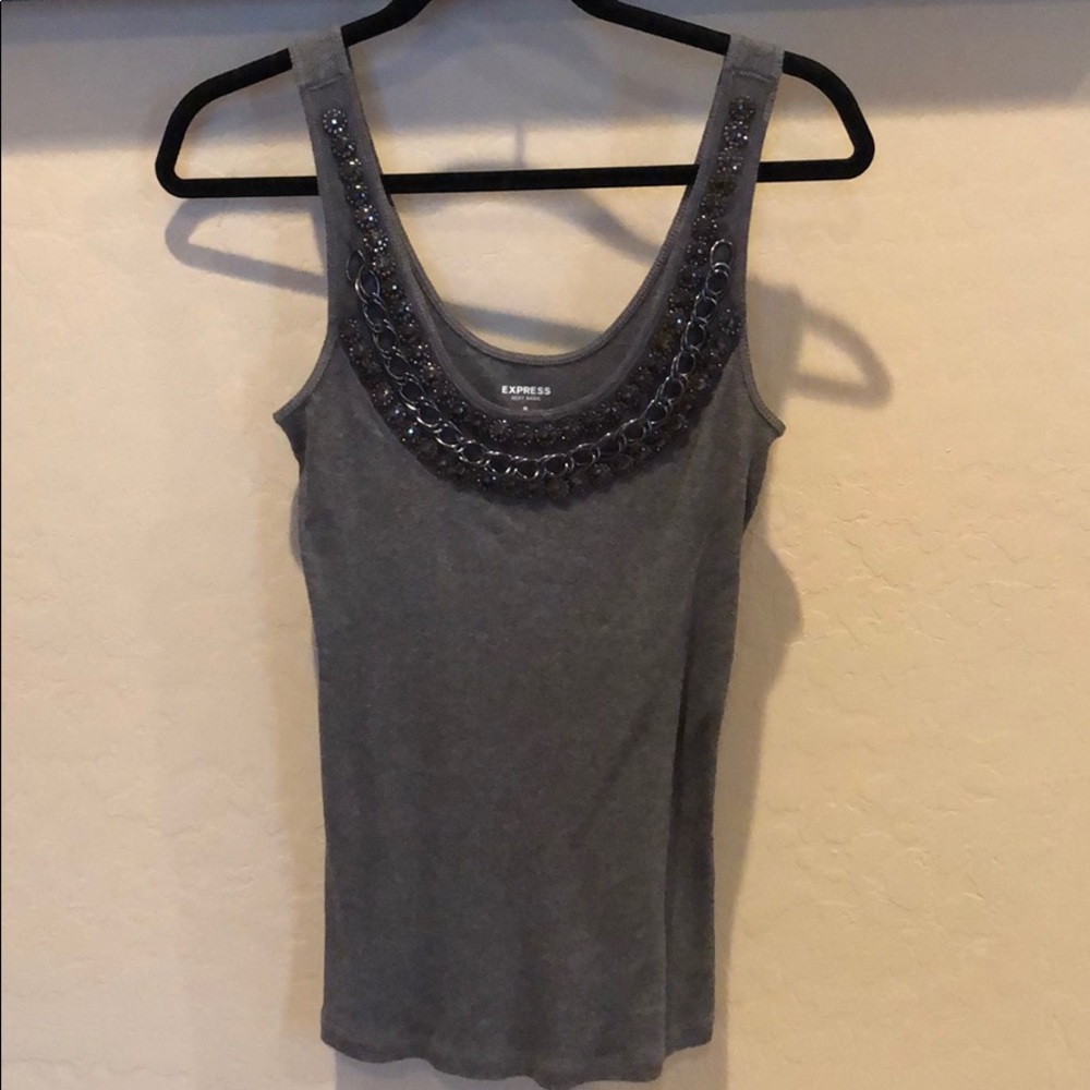 Grey Beater by Express: Chain & Sequin Beading